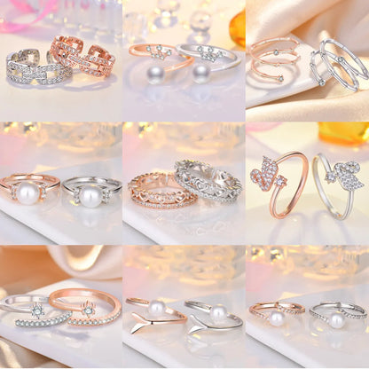 Simple Style Solid Color Copper Plating Inlay Artificial Diamond Rings 1 Piece