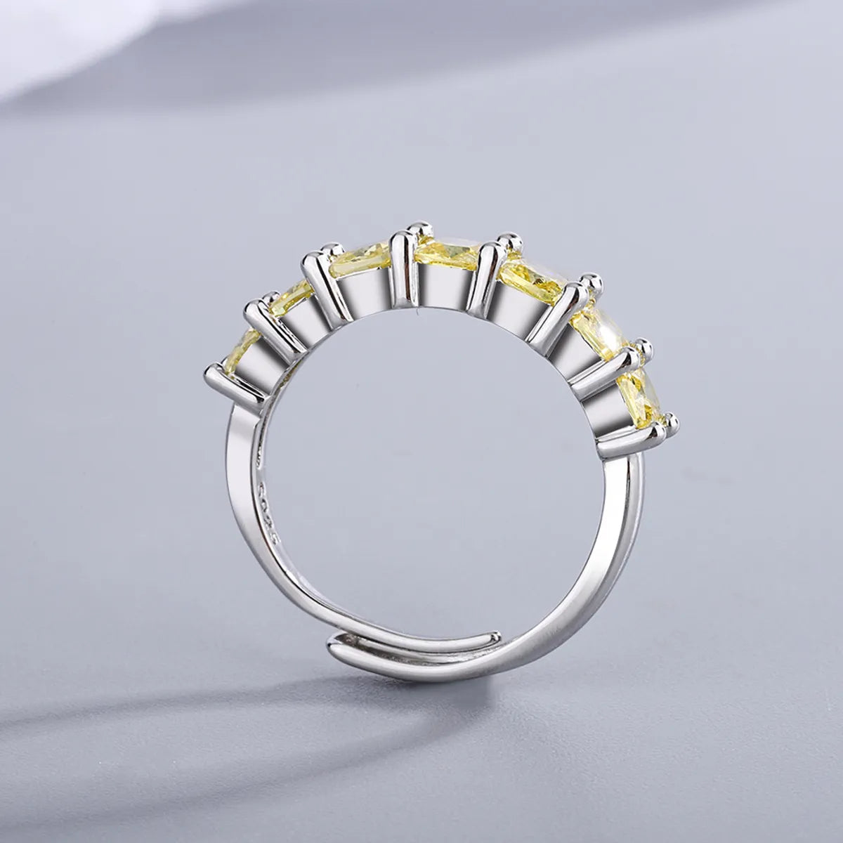 Simple Style Solid Color Copper Plating Inlay Zircon White Gold Plated Open Rings