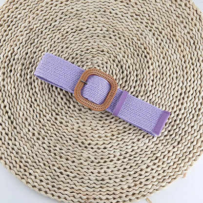 Simple Style Solid Color Cotton And Linen Woven Belt Women'S Woven Belts 1 Piece