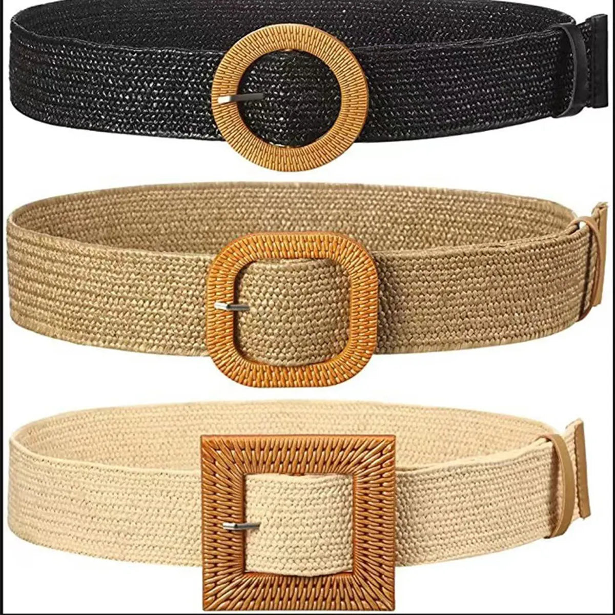 Simple Style Solid Color Cotton And Linen Woven Belt Women'S Woven Belts 1 Piece