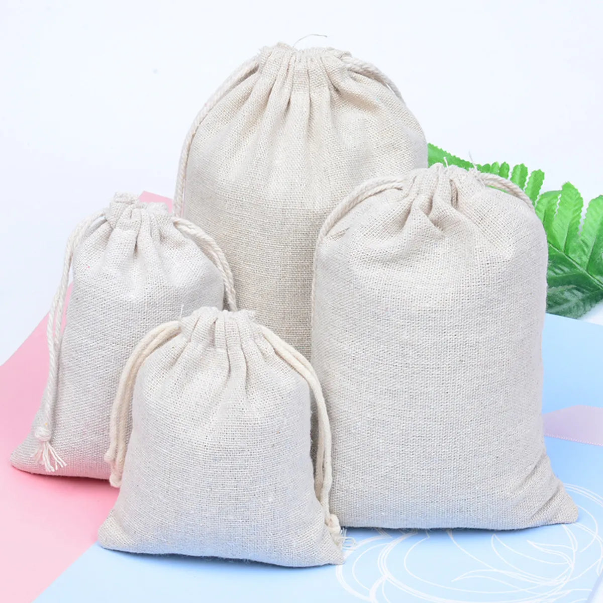 Simple Style Solid Color Cotton Drawstring Jewelry Packaging Bags