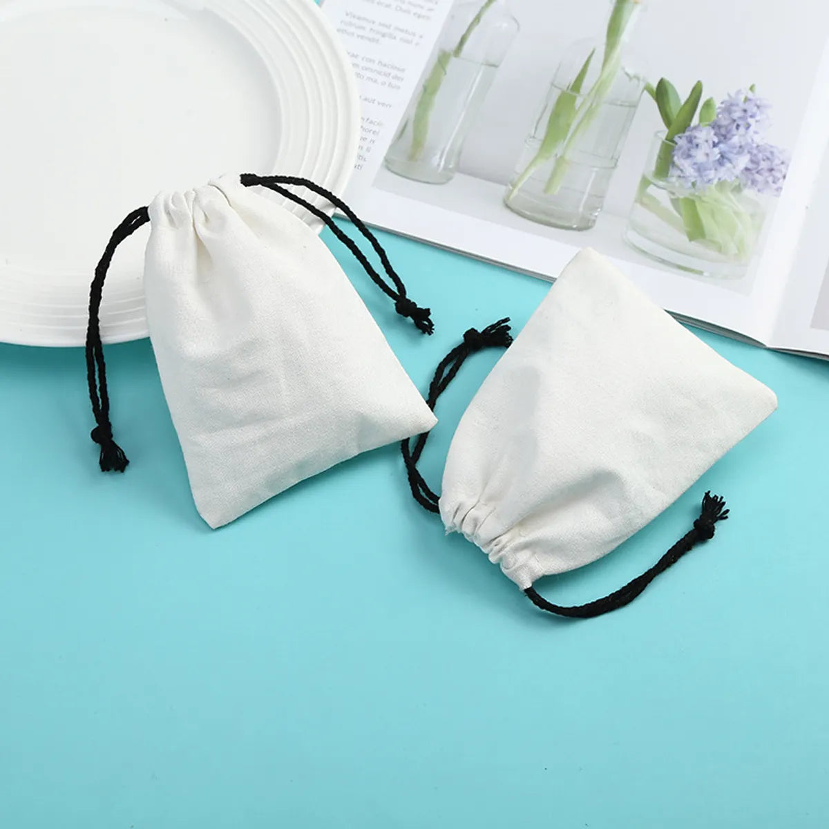 Simple Style Solid Color Cotton Jewelry Packaging Bags