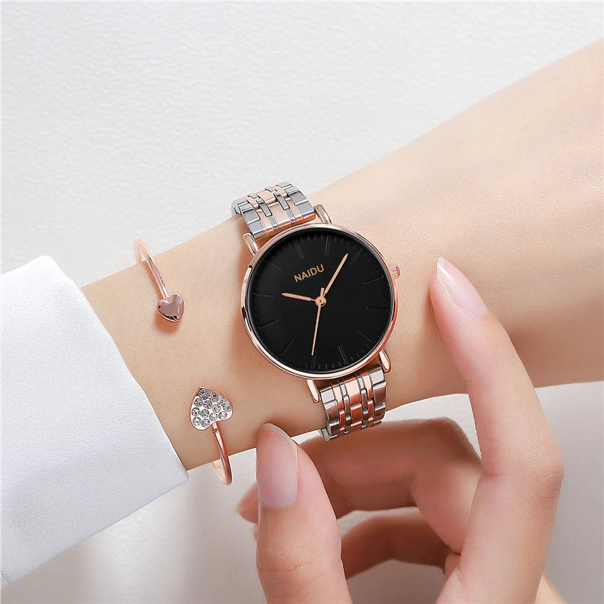 Simple Style Solid Color Double Side Snaps Quartz Women'S Watches