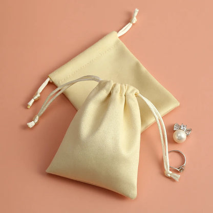 Simple Style Solid Color Faux Fur Drawstring Jewelry Packaging Bags