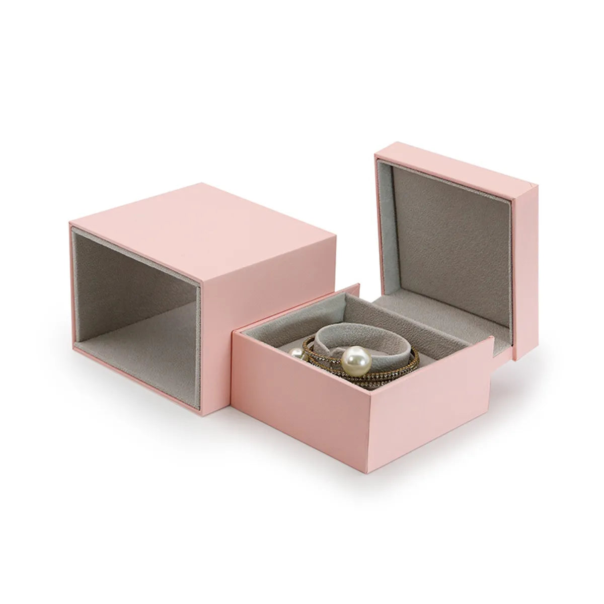 Simple Style Solid Color Flannel Grid Pattern Special Paper Jewelry Boxes