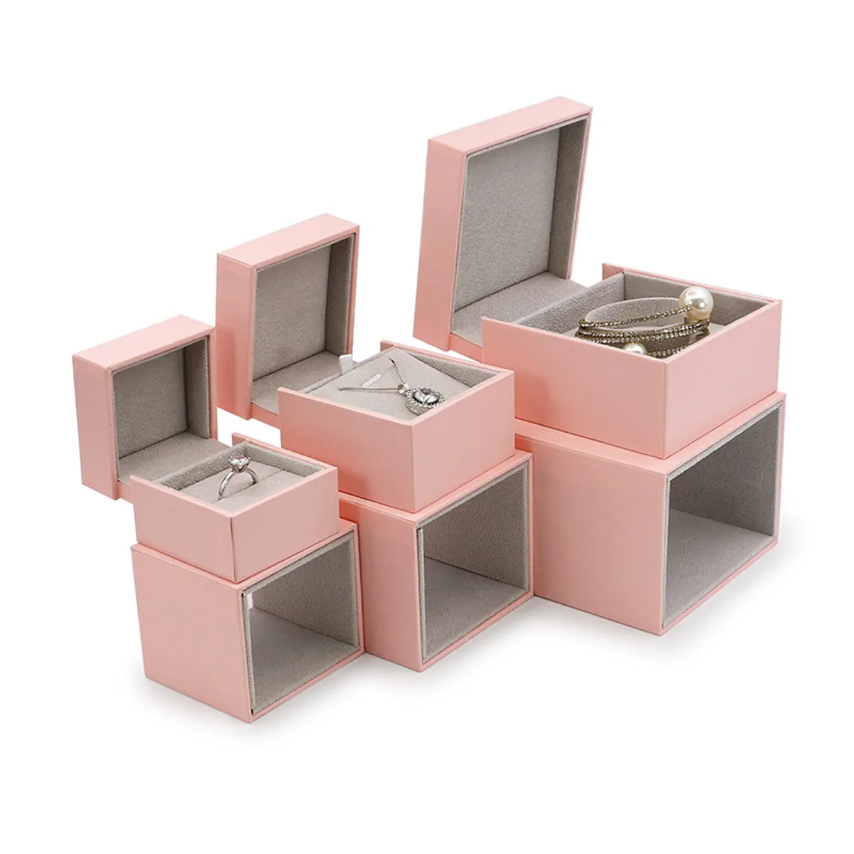 Simple Style Solid Color Flannel Grid Pattern Special Paper Jewelry Boxes