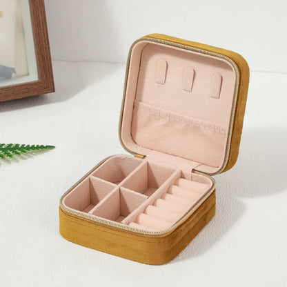 Simple Style Solid Color Flannel Jewelry Boxes