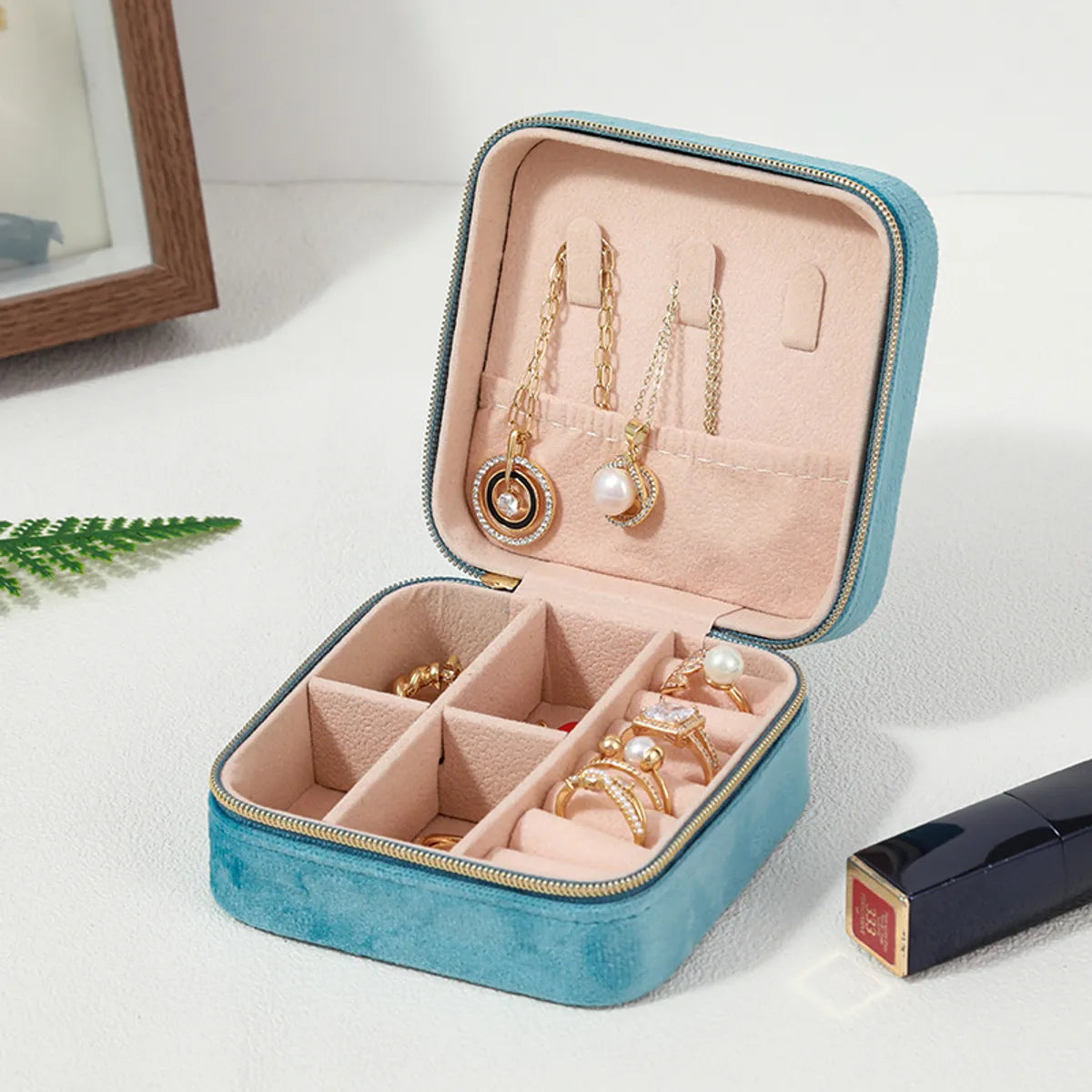 Simple Style Solid Color Flannel Jewelry Boxes