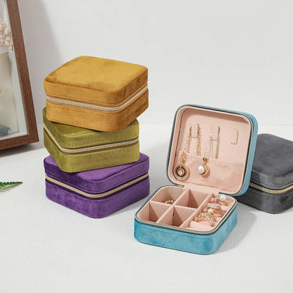 Simple Style Solid Color Flannel Jewelry Boxes