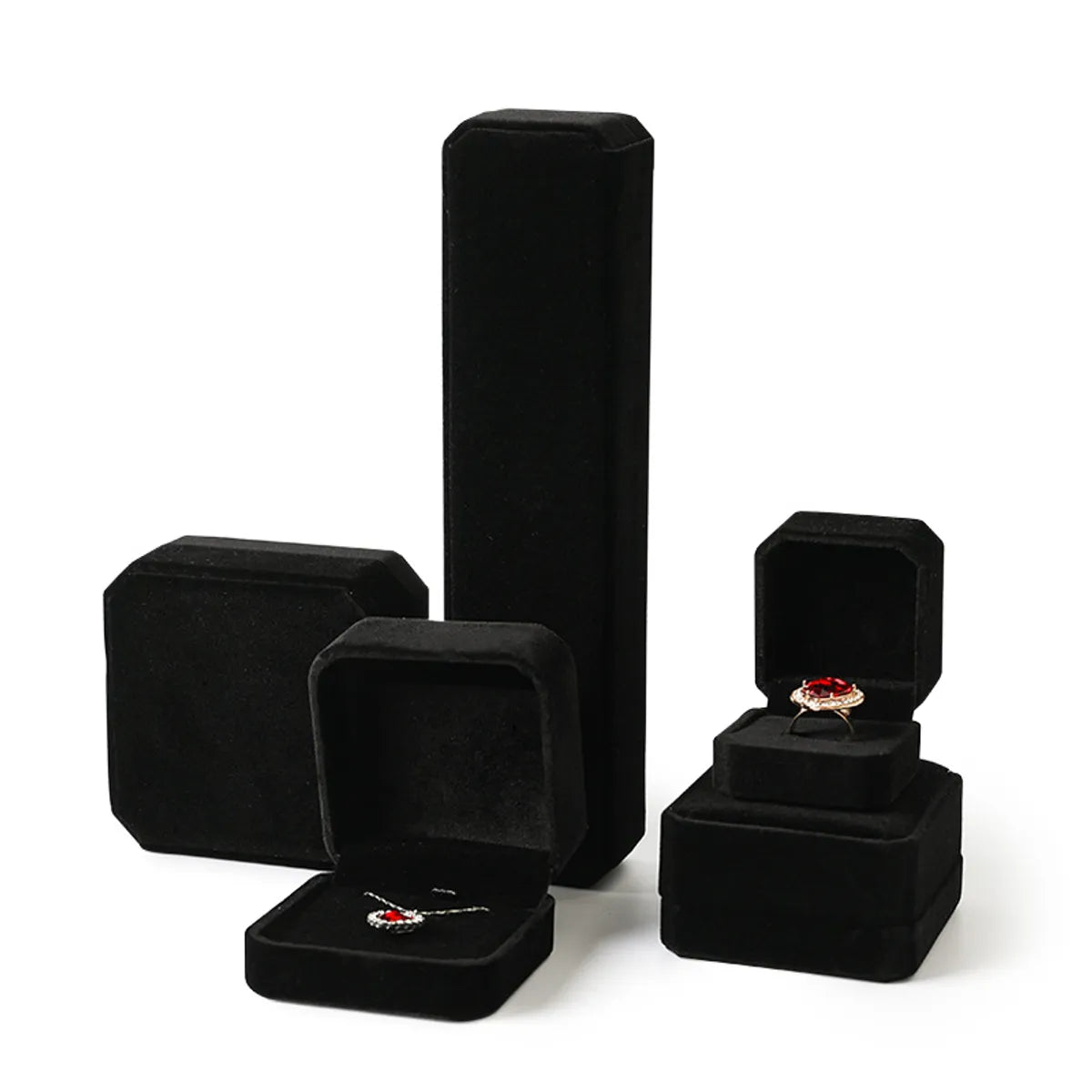 Simple Style Solid Color Flannel Jewelry Boxes