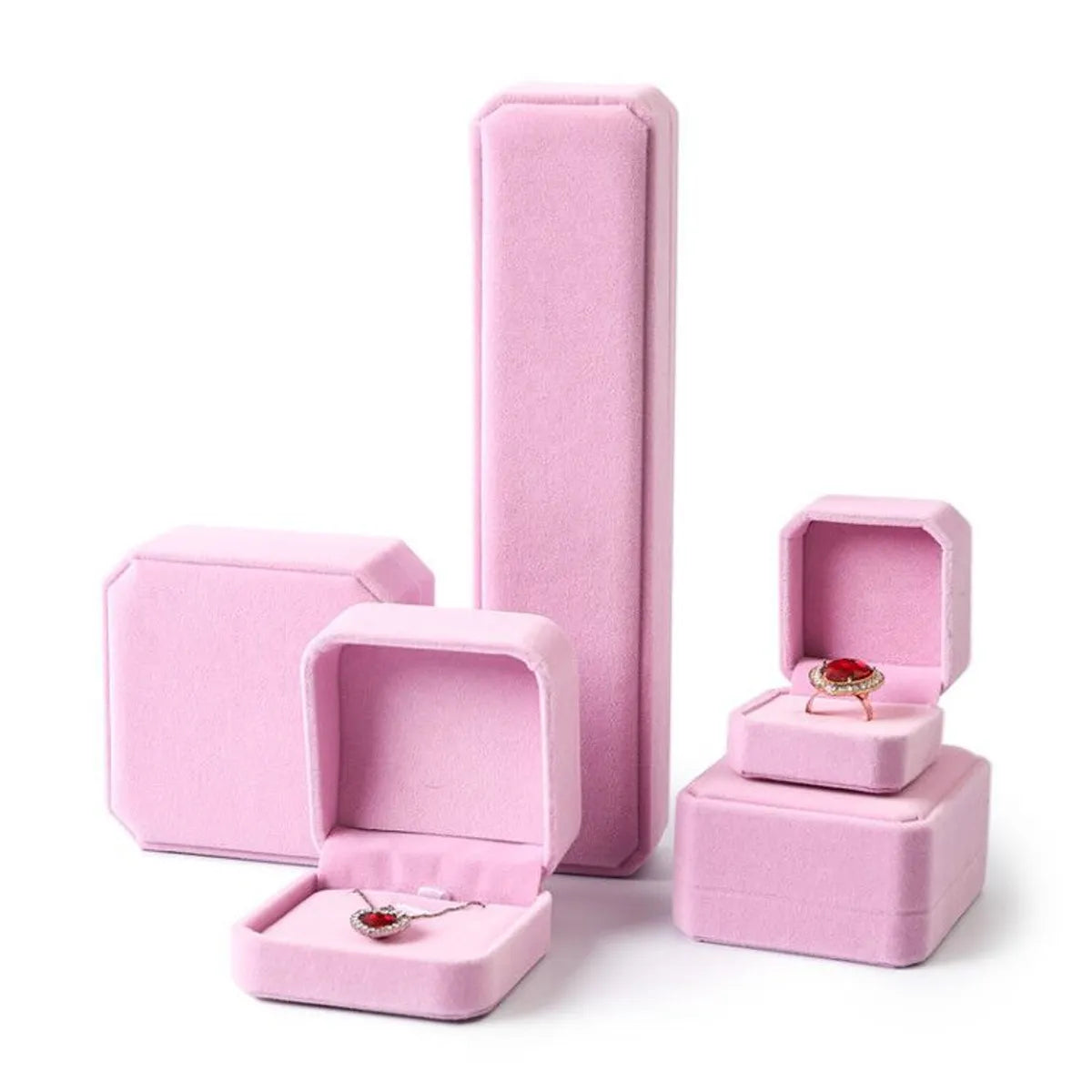 Simple Style Solid Color Flannel Jewelry Boxes