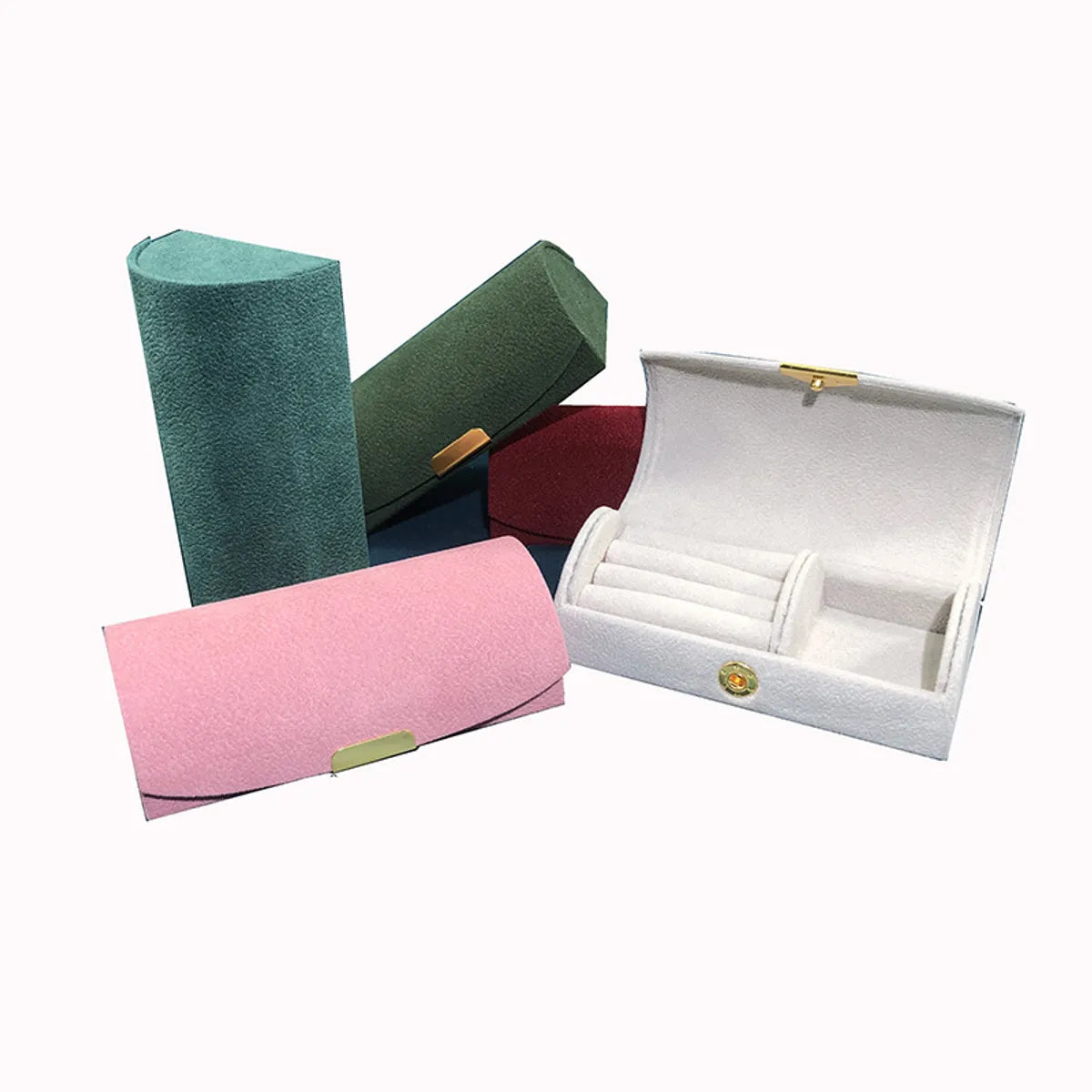 Simple Style Solid Color Fleece Jewelry Boxes