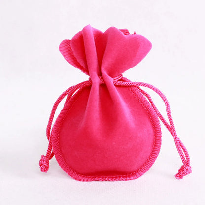 Simple Style Solid Color Flocking Cloth Jewelry Packaging Bags