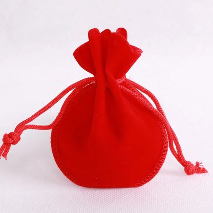 Simple Style Solid Color Flocking Cloth Jewelry Packaging Bags