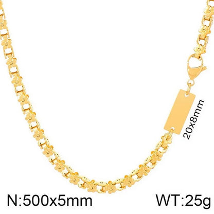 Wholesale Jewelry Simple Style Solid Color Flower Stainless Steel 18K Gold Plated Bracelets Necklace