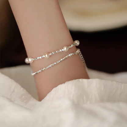 Simple Style Solid Color Freshwater Pearl Sterling Silver Plating Bracelets