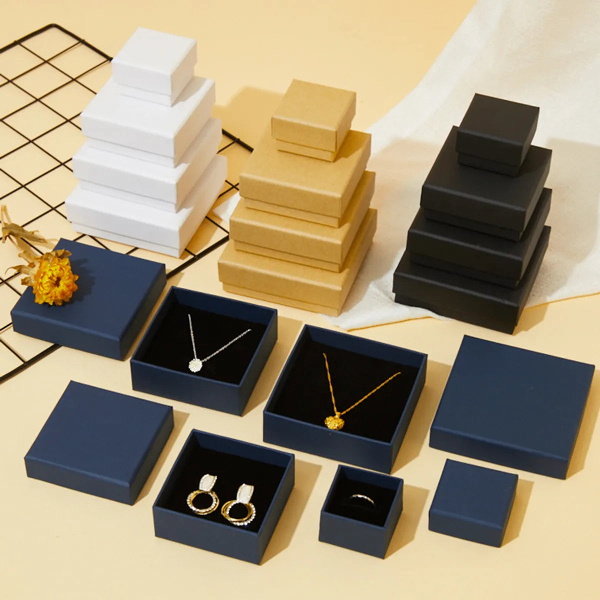 Simple Style Solid Color Jewelry Boxes