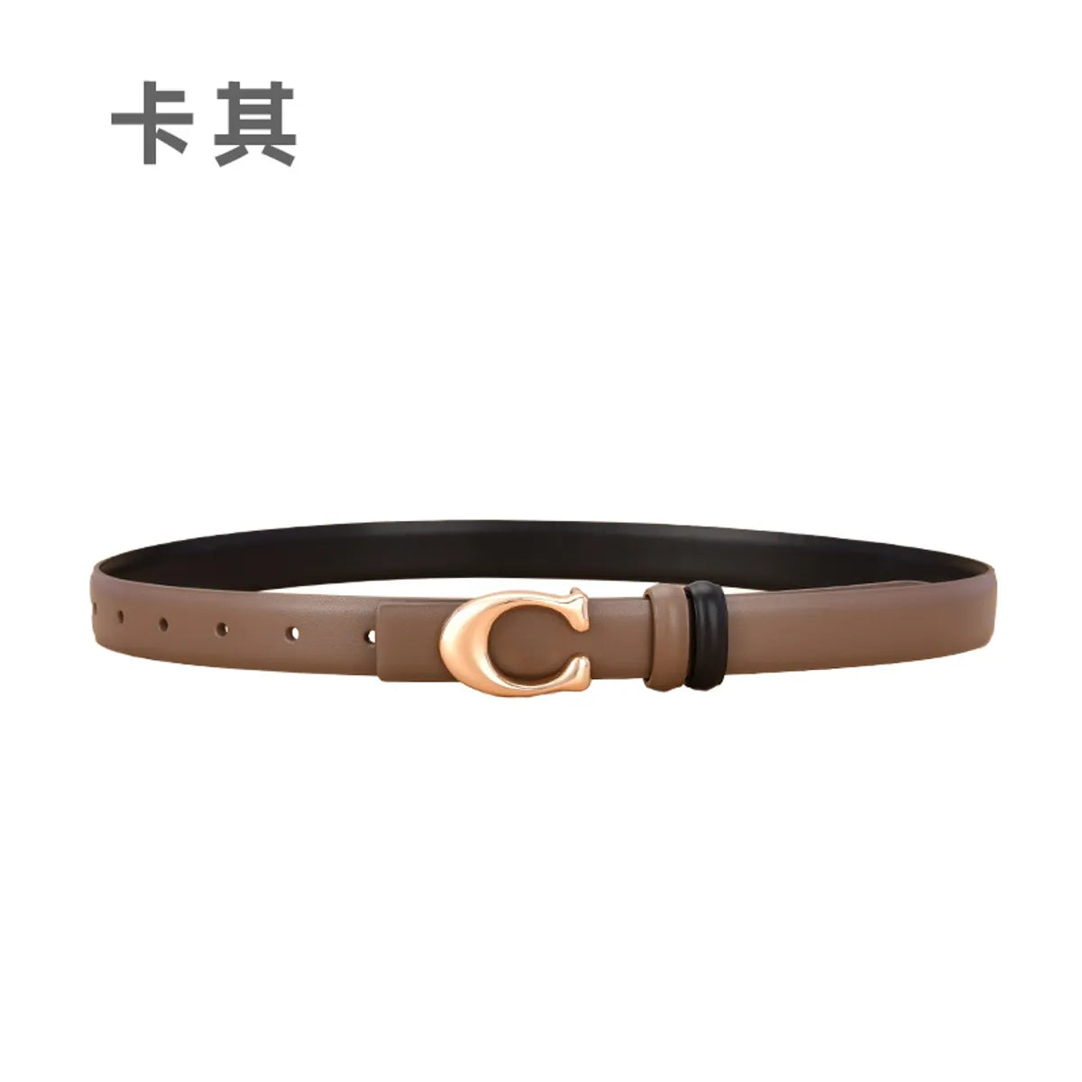 Simple Style Solid Color Leather Metal Button Belt