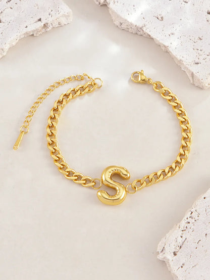 Simple Style Solid Color Letter Titanium Steel Bracelets In Bulk