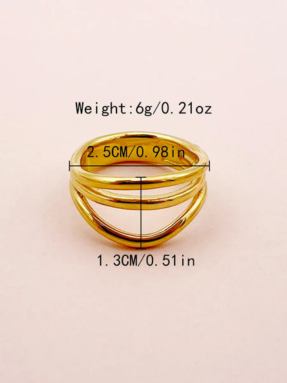 Simple Style Solid Color Lines Stainless Steel Gold Plated Rings In Bulk