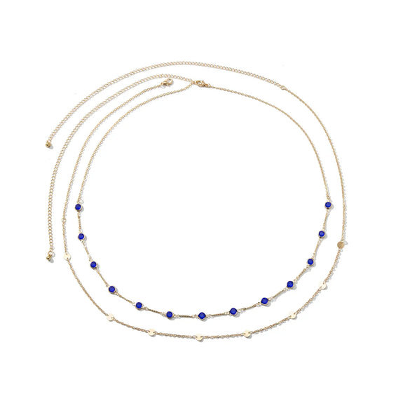 Simple Style Solid Color Metal Inlay Zircon Women'S Waist Chain
