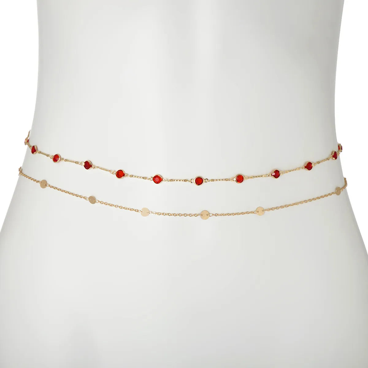 Simple Style Solid Color Metal Inlay Zircon Women'S Waist Chain