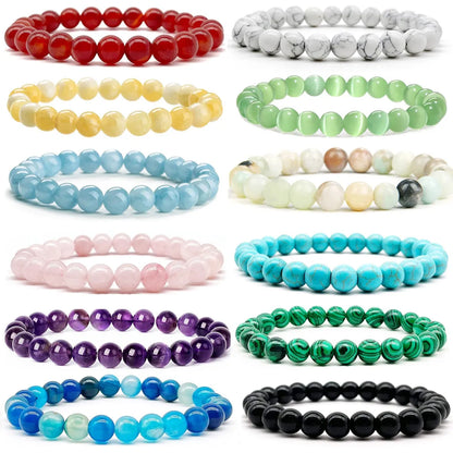 Simple Style Solid Color Natural Stone Beaded Bracelets