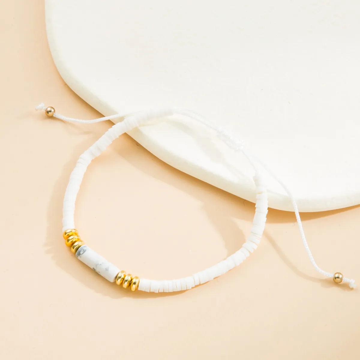 Simple Style Solid Color Natural Stone Rope Handmade Knitting Drawstring Bracelets