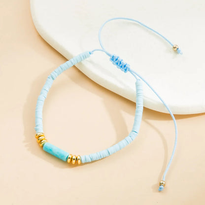 Simple Style Solid Color Natural Stone Rope Handmade Knitting Drawstring Bracelets