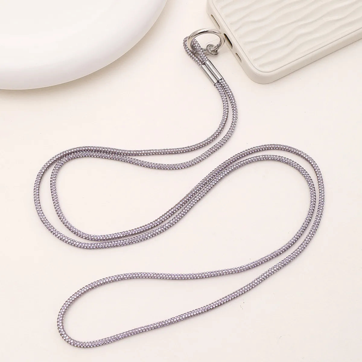 Simple Style Solid Color Nylon Metal Plating Mobile Phone Chain