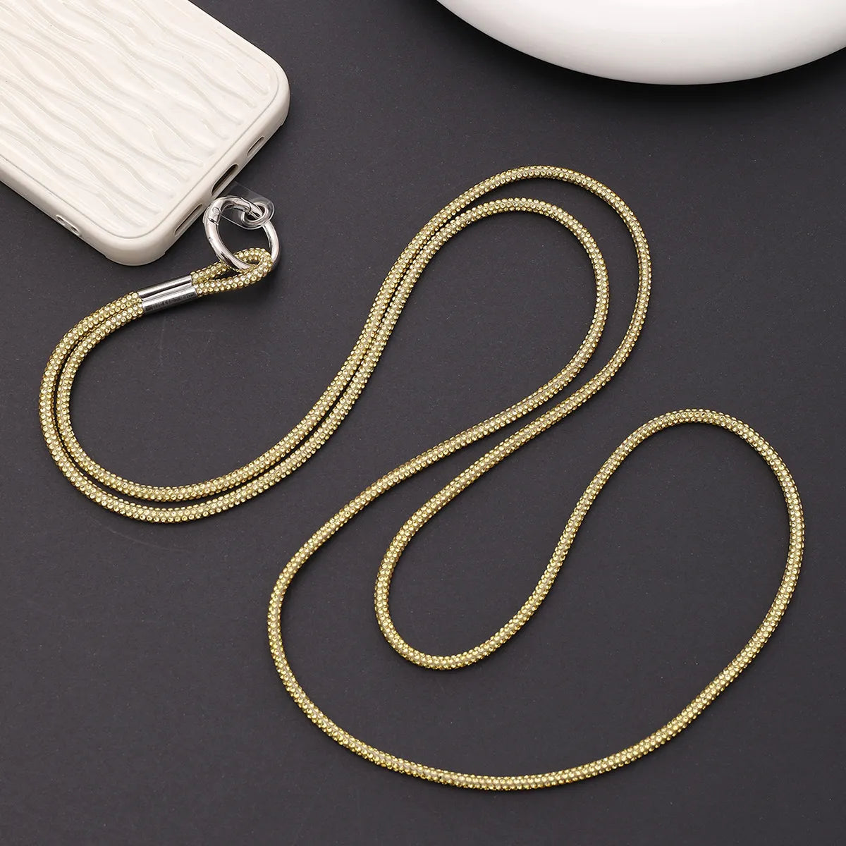 Simple Style Solid Color Nylon Metal Plating Mobile Phone Chain