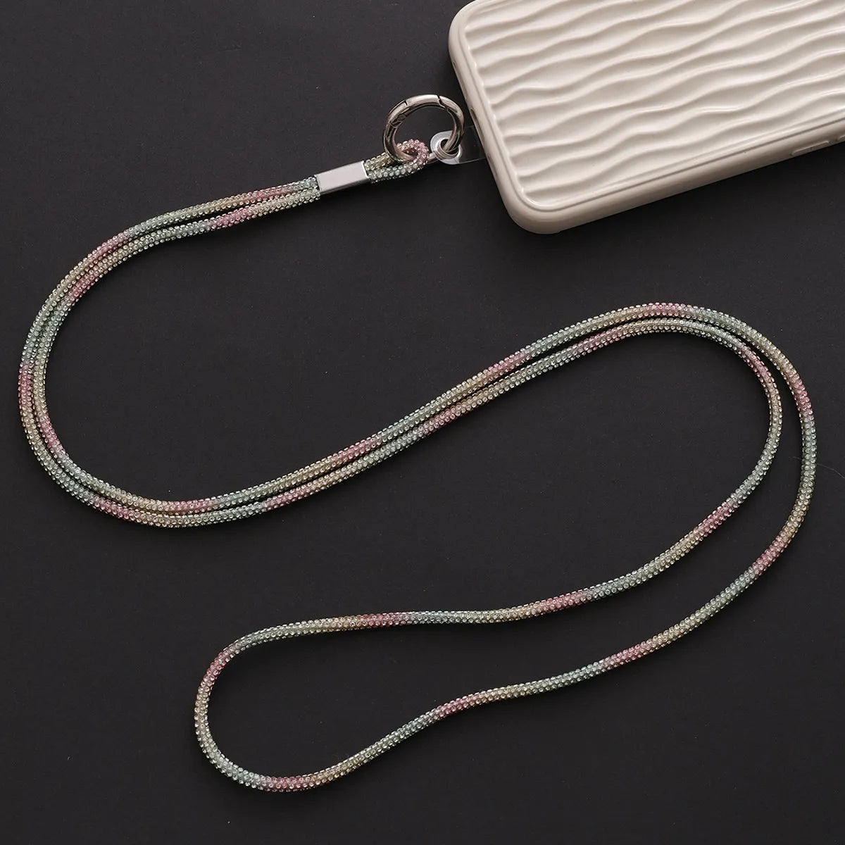 Simple Style Solid Color Nylon Metal Plating Mobile Phone Chain