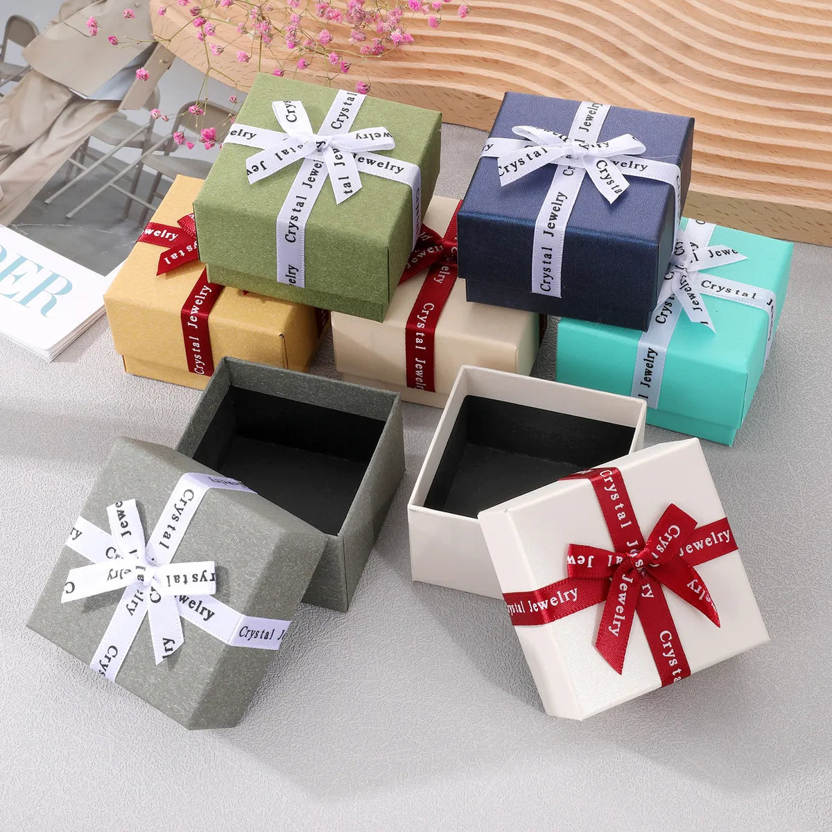 Simple Style Solid Color Paper Jewelry Boxes