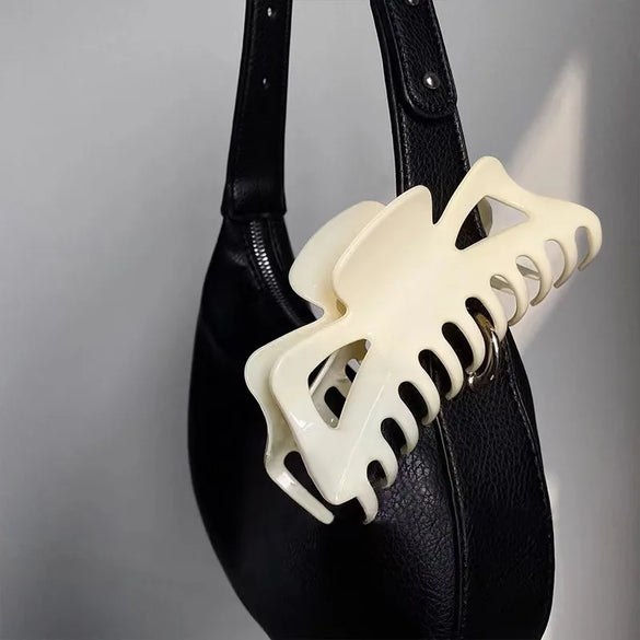 Simple Style Solid Color Plastic Resin Hollow Out Hair Claws