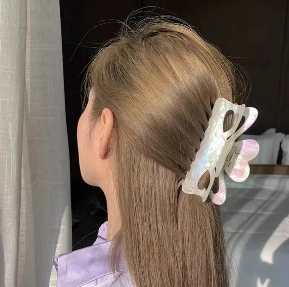 Simple Style Solid Color Plastic Resin Hollow Out Hair Claws