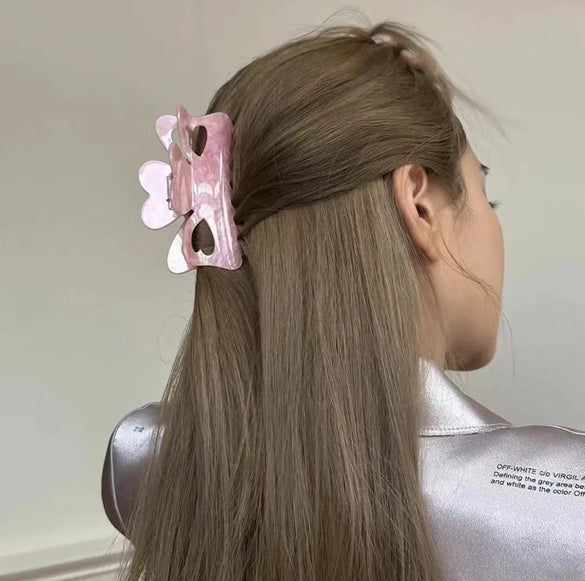 Simple Style Solid Color Plastic Resin Hollow Out Hair Claws