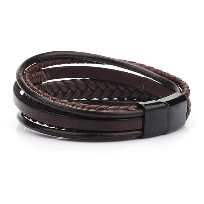 Simple Style Solid Color Pu Leather Alloy Men'S Bangle 1 Piece