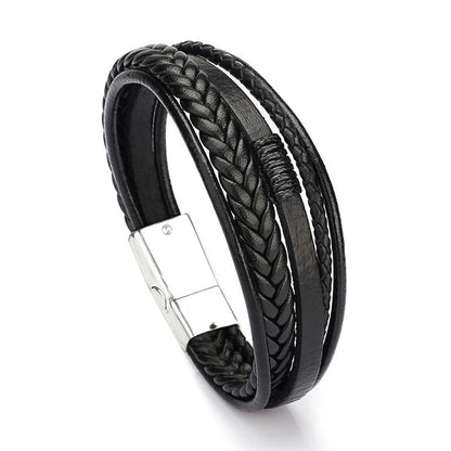 Simple Style Solid Color Pu Leather Alloy Men'S Bangle 1 Piece