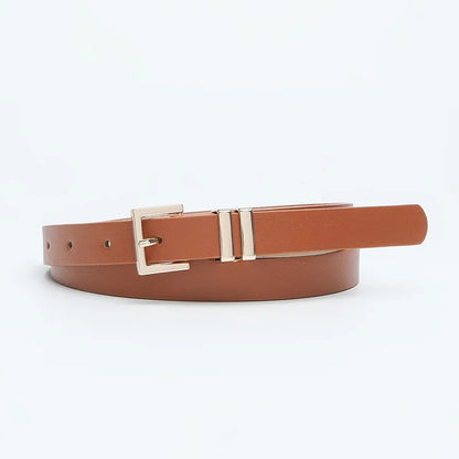 Simple Style Solid Color Pu Leather Alloy Women'S Leather Belts