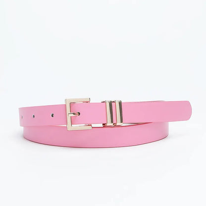 Simple Style Solid Color Pu Leather Alloy Women'S Leather Belts