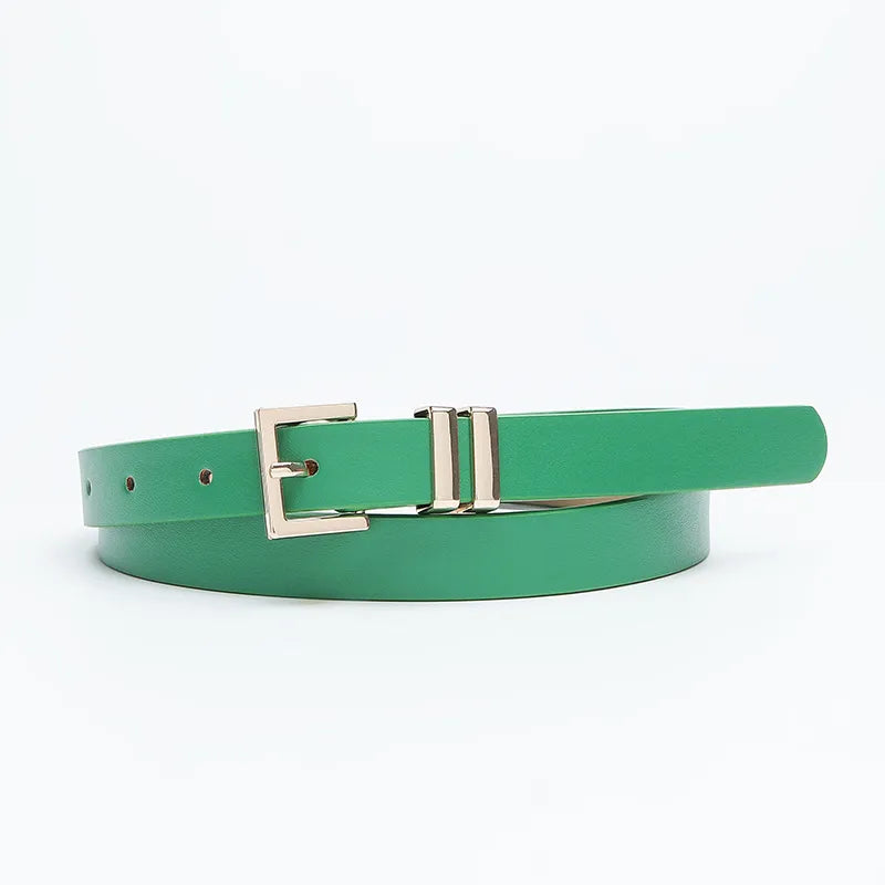 Simple Style Solid Color Pu Leather Alloy Women'S Leather Belts