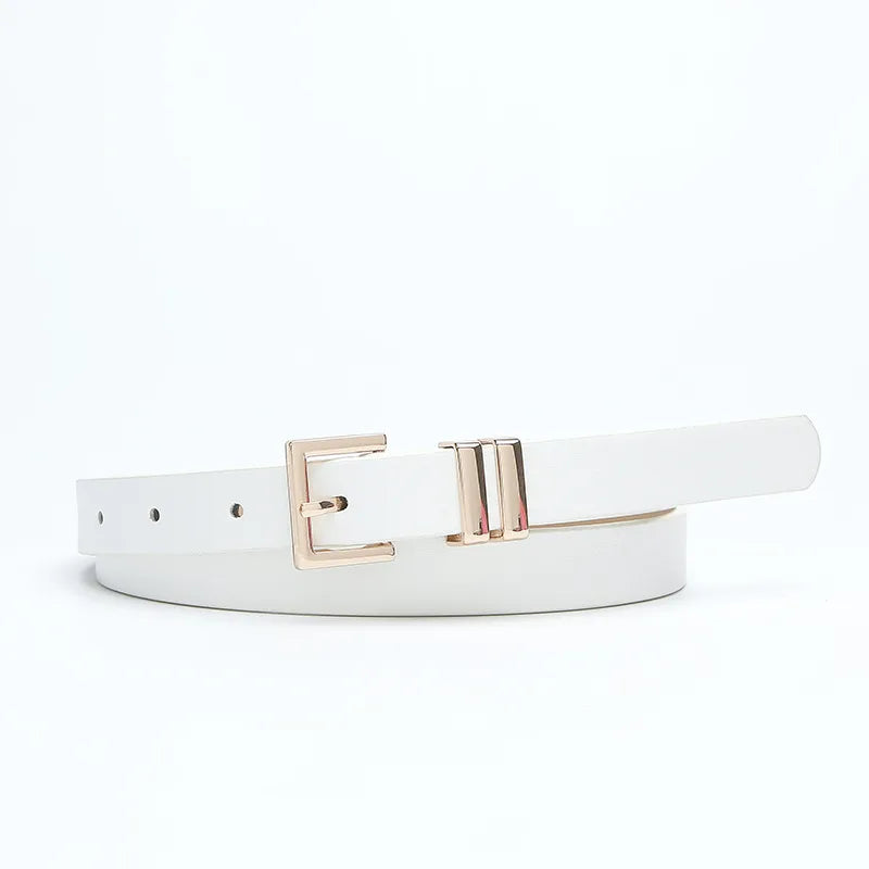 Simple Style Solid Color Pu Leather Alloy Women'S Leather Belts