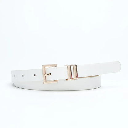 Simple Style Solid Color Pu Leather Alloy Women'S Leather Belts