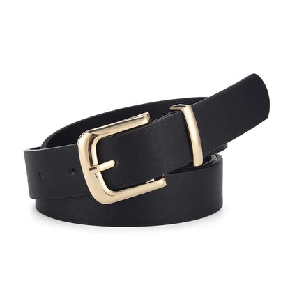 Simple Style Solid Color Pu Leather Alloy Women'S Leather Belts