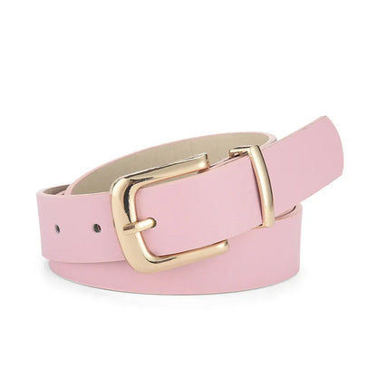 Simple Style Solid Color Pu Leather Alloy Women'S Leather Belts