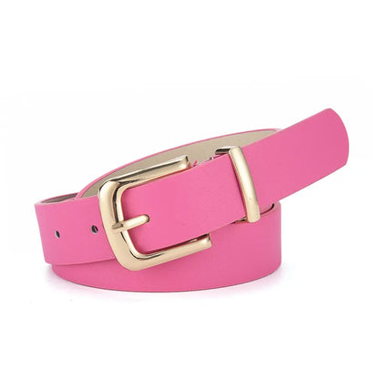 Simple Style Solid Color Pu Leather Alloy Women'S Leather Belts