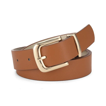 Simple Style Solid Color Pu Leather Alloy Women'S Leather Belts