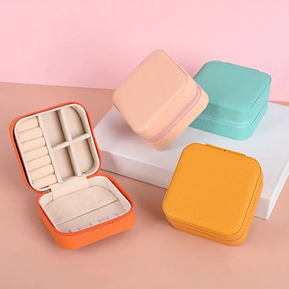 Simple Style Solid Color Pu Leather Flannel Jewelry Boxes