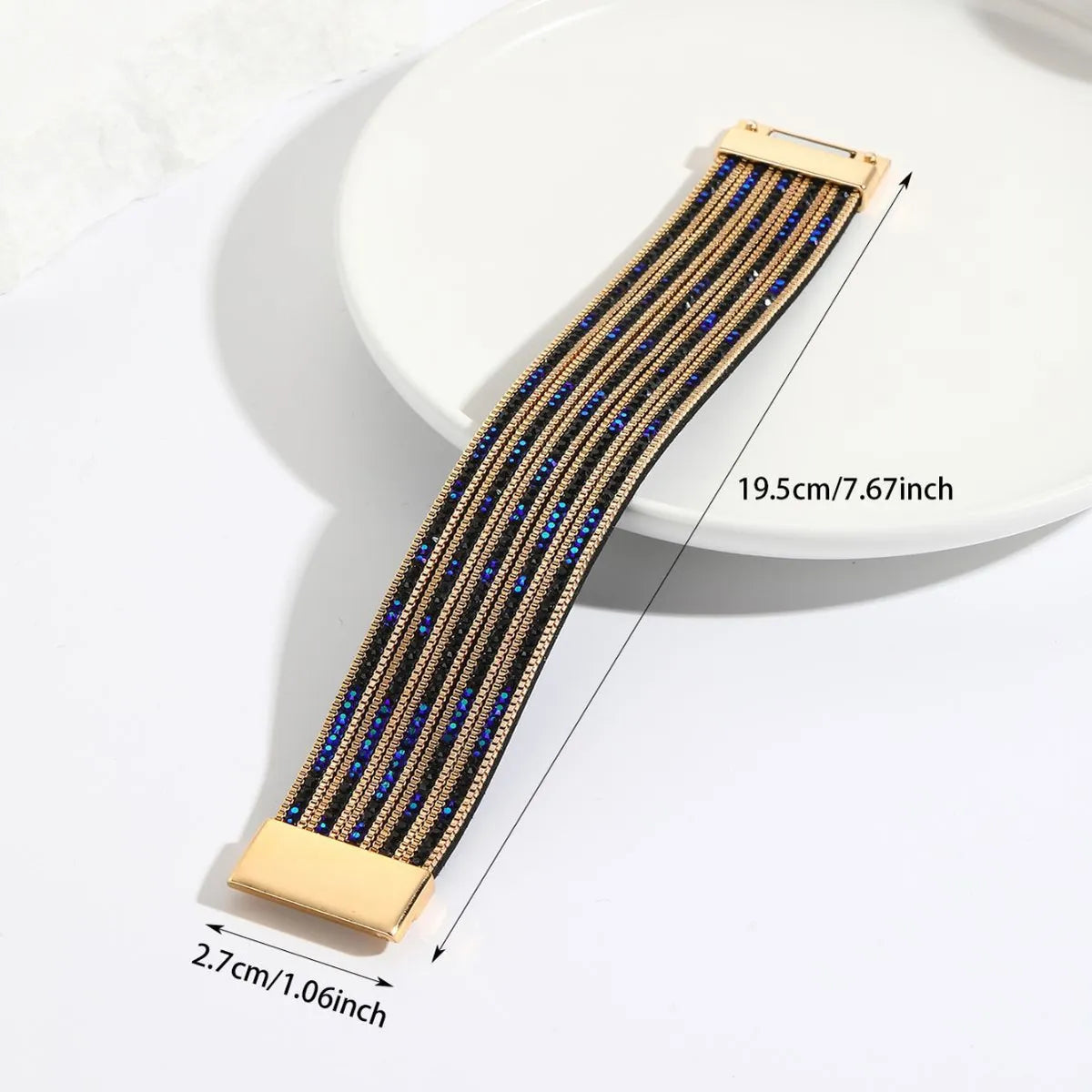 Simple Style Solid Color Pu Leather Inlay Artificial Diamond Women's Bangle