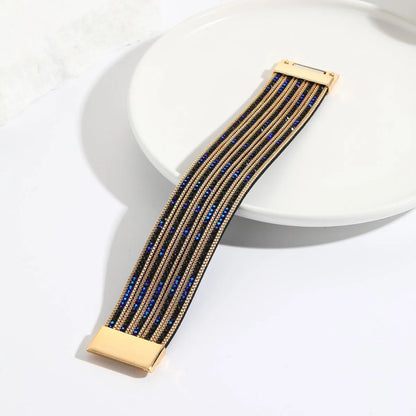 Simple Style Solid Color Pu Leather Inlay Artificial Diamond Women's Bangle